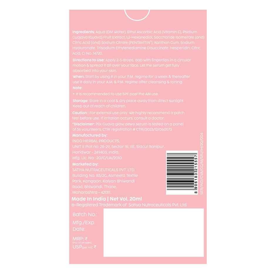 Plix Guava Glow 10% Vitamin C Face Serum with Guava Extract & Pentavitin for Bright & Glowing Skin