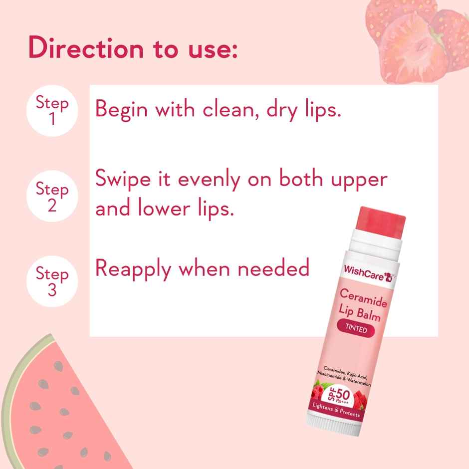 Wishcare Ceramide Tinted Lip Balm With Spf50 Pa++ (5g) & Wishcare Ceramide Lip Balm With Spf50 Pa++ For Lip Lightening 5G Natural 2 (5g) Combo