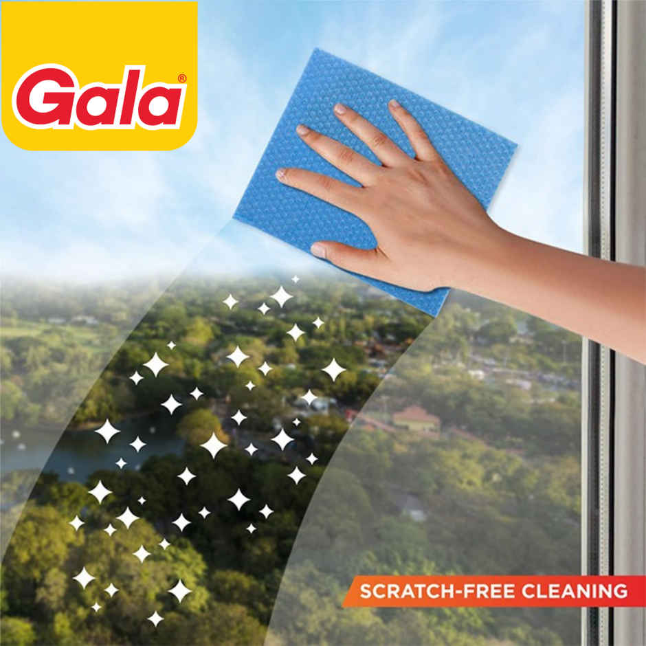 Gala Steel Scrubber Cleaner Home Everyday Scrub(1pc) & Sponge Wipe 3Pcs Set(1pc) Combo