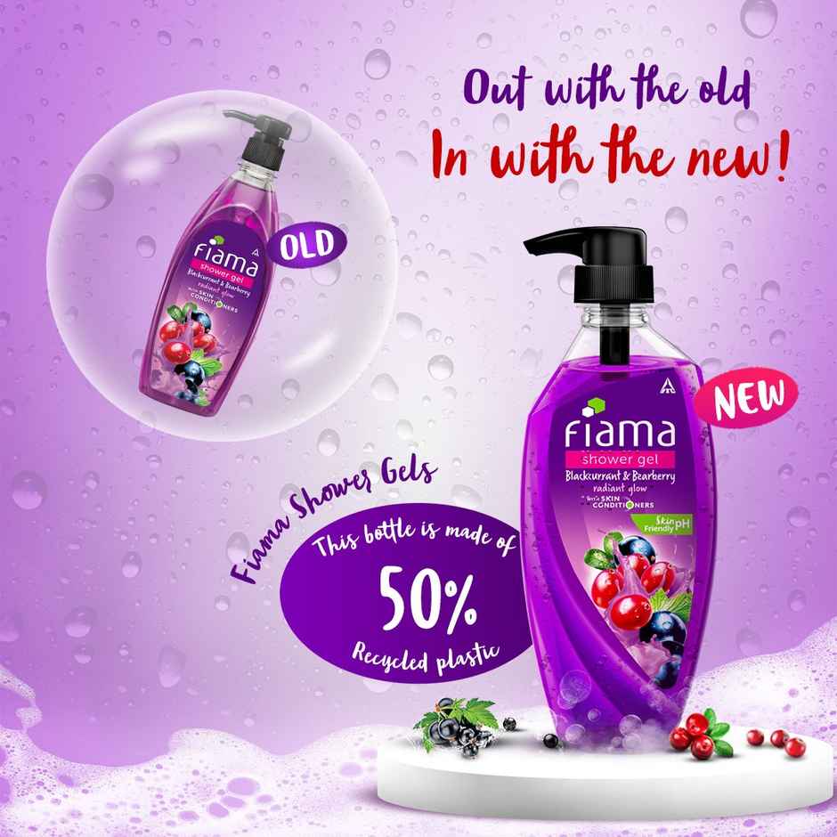 Fiama Body Wash Shower Gel Blackcurrant & Bearberry, with Skin Conditioners for Radiant Skin