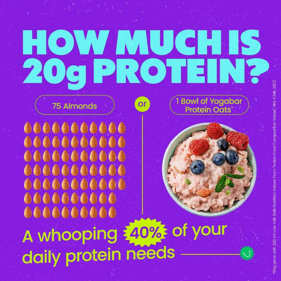 Yogabar 23 g High Protein Oats | Fruits, Nuts and Seeds | No Refined Sugar | Contains Whey