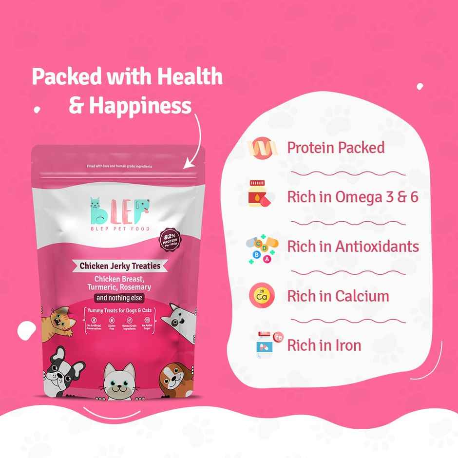 BLEP 100% Natural Dogs and Cats Treat | Chicken Jerky | Zero Preservatives