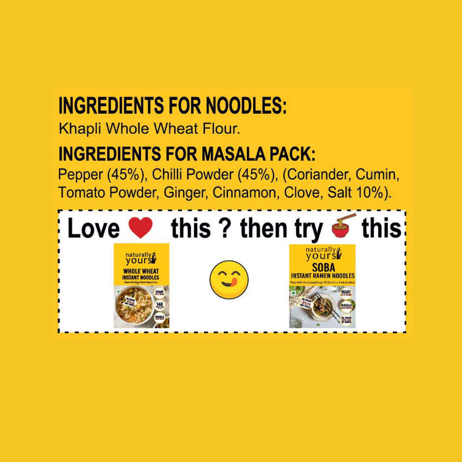 Naturally Yours Khapli atta whole wheat Instant Noodles | High protein