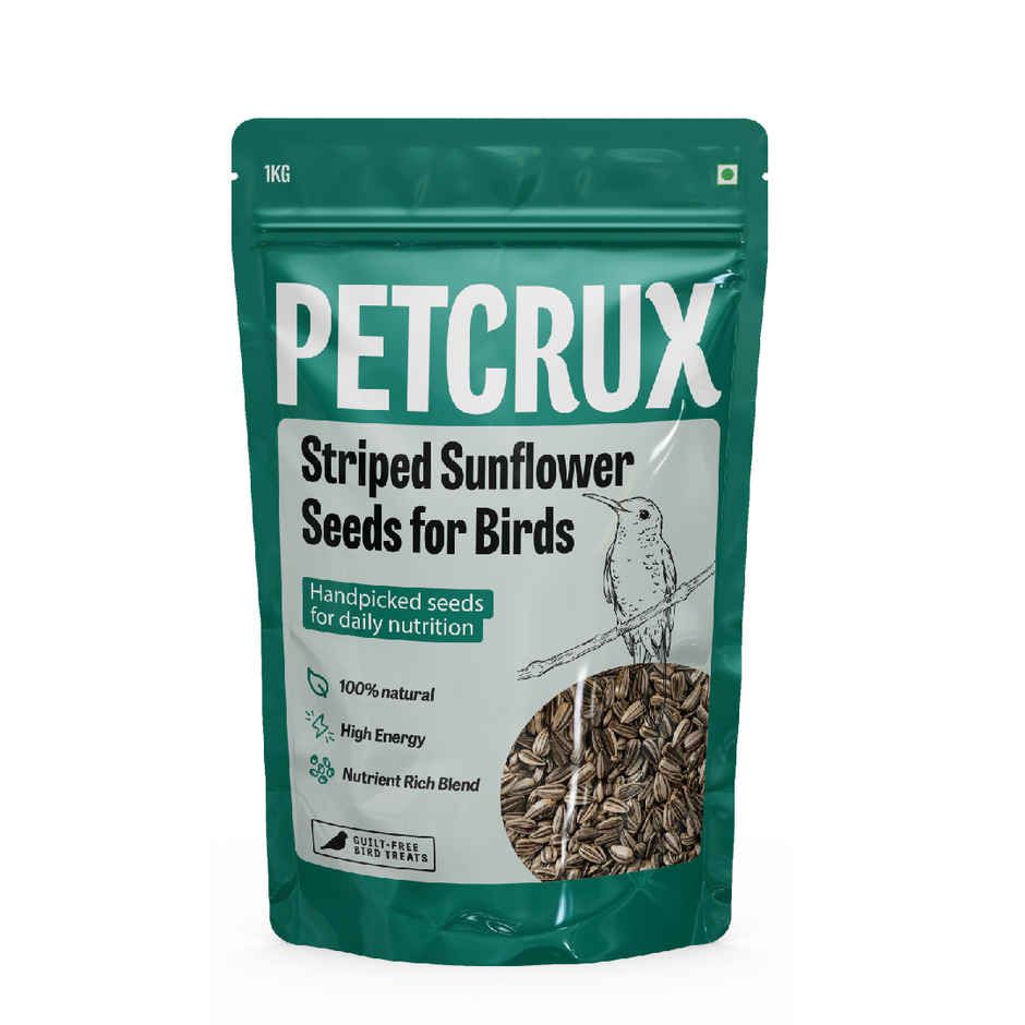 Petcrux Premium Veg Striped Sunflower Seeds Bird Food | Parrots, Conures, Cockatoo, etc.