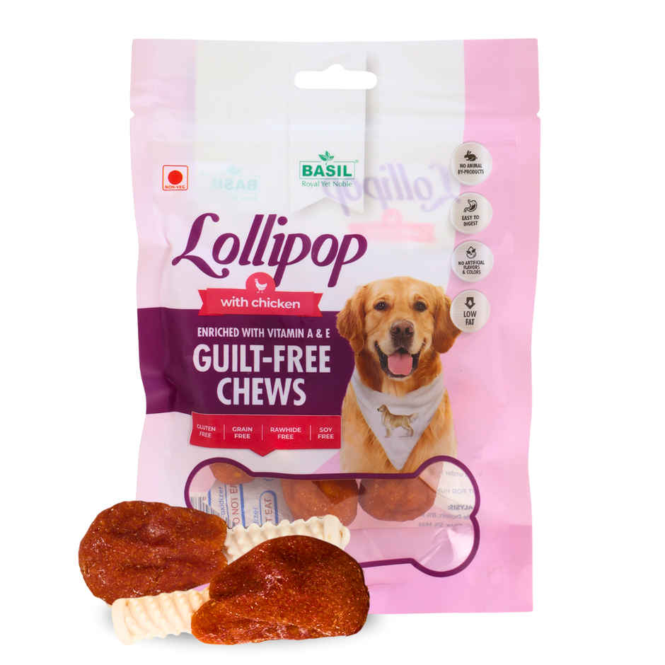 Basil Gluten Free Guilt-Free Lollipop Treat | Chicken Layered for Dogs & Puppies