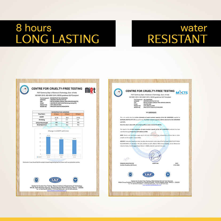 Deconstruct Gel Sunscreen Spf 55+ Pa+++ | In Vivo Tested | Matte, Lightweight & Airy, Non-Greasy (50g) & Deconstruct 10% Vitamin C Serum For Oily Skin | Clinically Tested | 30 Ml (30ml) Combo