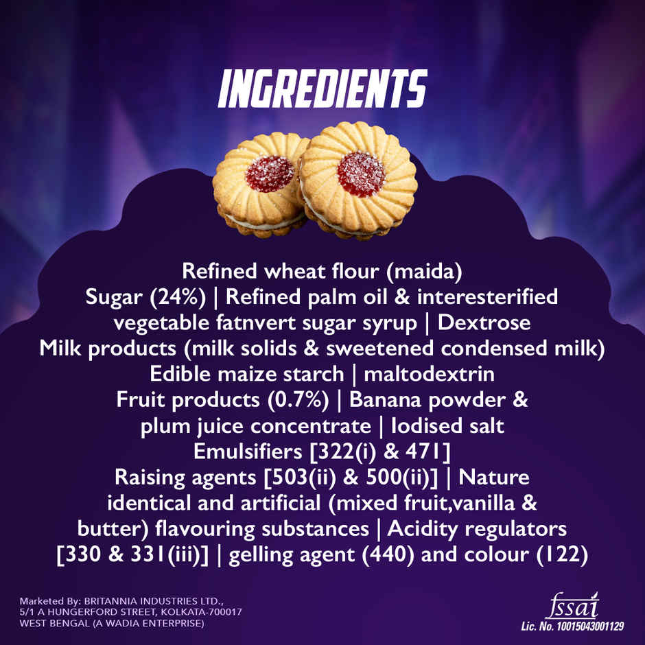 Britannia Treat Jim Jam Naughty Jam creme Biscuits | Trans Fat-free