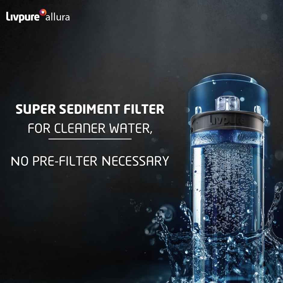 Livpure Allura RO + UV + Copper + Min Water Purifier with Free Service for 2.5 Years | 7 Ltr | Black