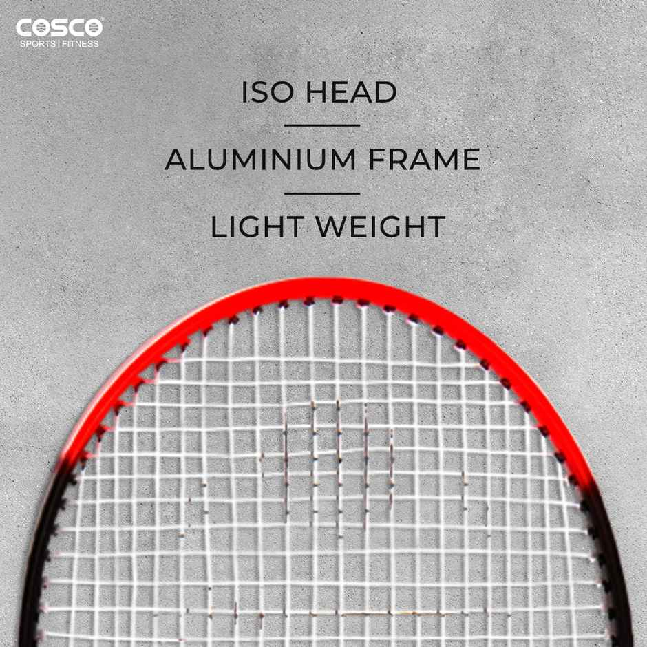 Cosco Cz-50 Aluminium Badminton Racket 2 Rackets + 1 Full cover | Red | Made In India