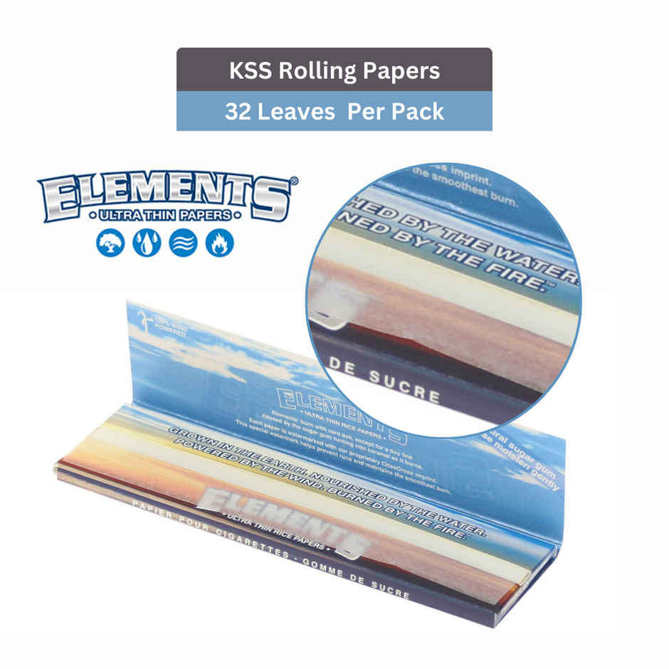 Elements King Size Slim Rolling Papers - 32 Leaves/Pack