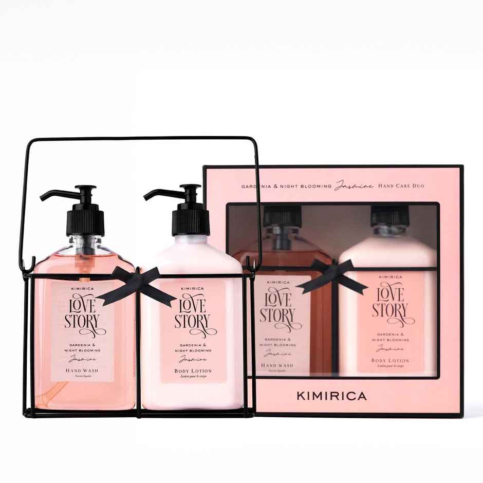 Kimirica Love Story Hand Care Caddy Set, Hand Wash + Hand & Body Lotion, Perfect Housewarming Gift
