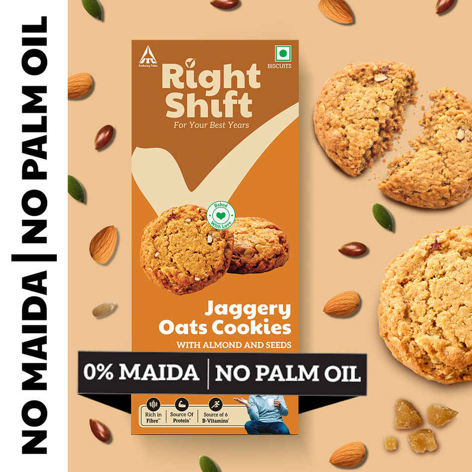 Right Shift Jaggery Oats Almond Biscuits | Maida-free and Trans Fat-free Combo 