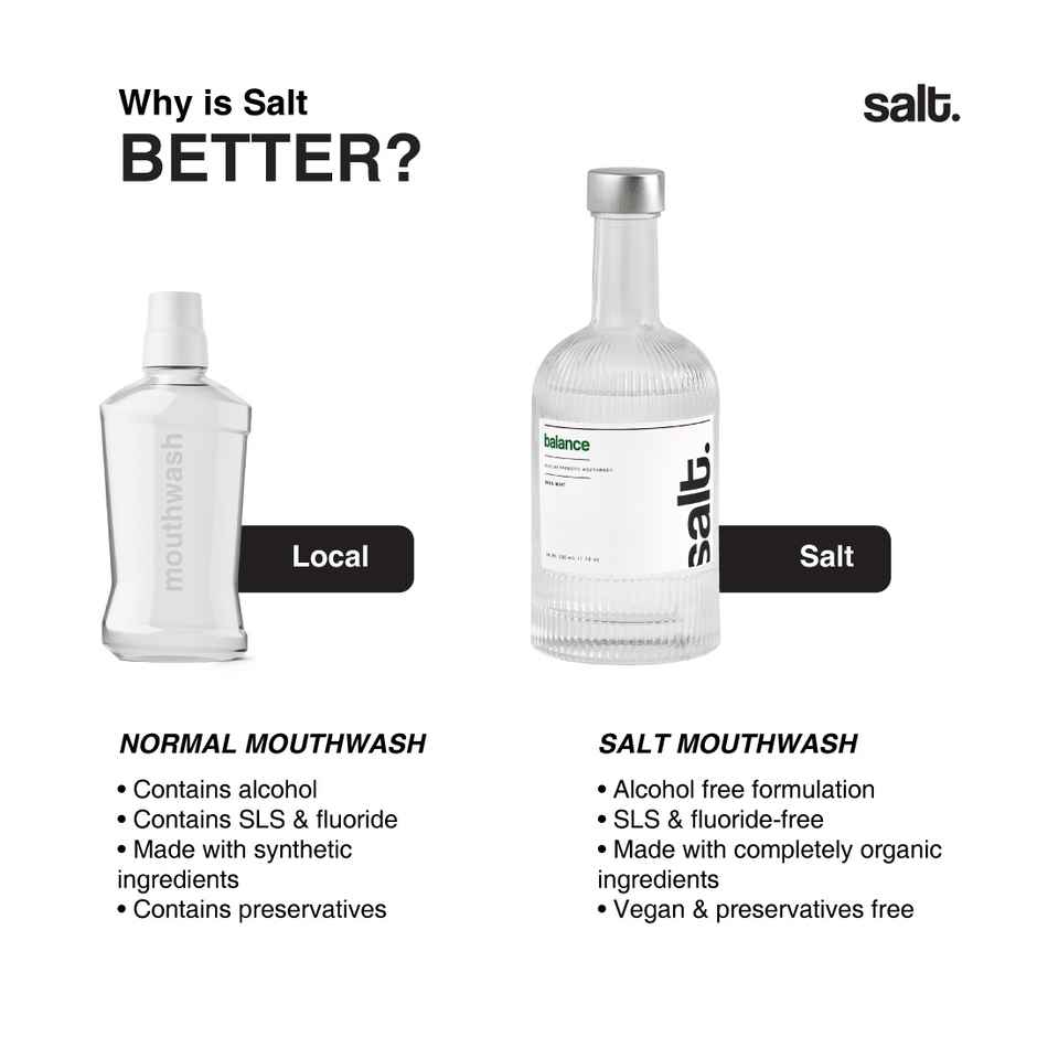 Salt Balance Mouthwash Alkaline Probiotic With Basil Mint Flavor
