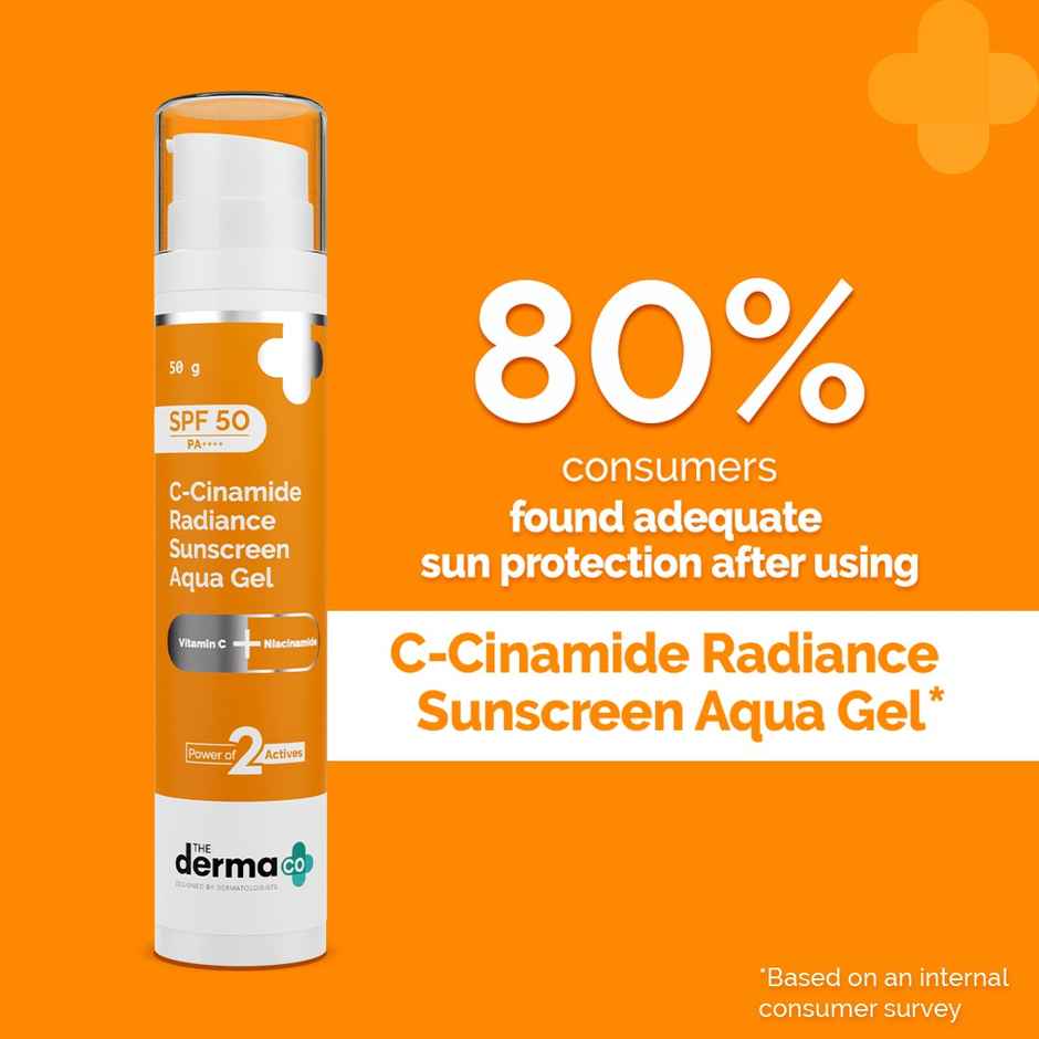 The Derma Co C-Cinamide Radiance Sunscreen SPF 50 Aqua Gel PA++++ With Vitamin C & Niacinamide