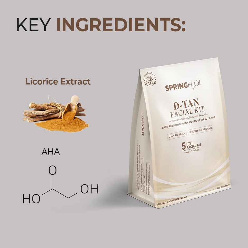 Spring H2O D-Tan Facial Kit With Instant Glow And Remove Tan & Dull Skin