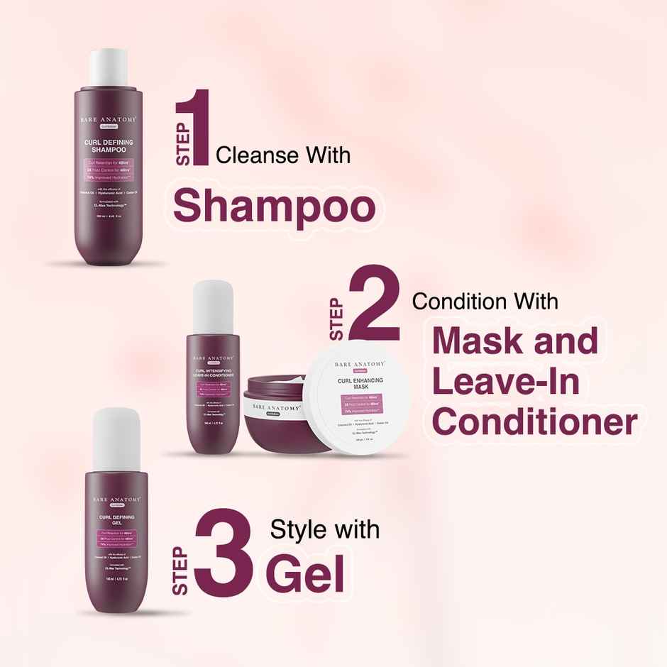 Bare Anatomy Curl Defining Gel For Curl Retention & 2X Frizz Protection Coconut Oil & Castor Oil