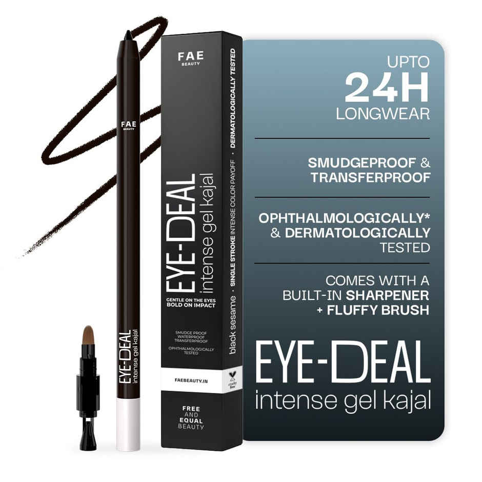 FAE Beauty Eye-Deal Kajal | 24 Hr Waterproof | Smudge-Proof with in-built Sharpener | Black Sesame