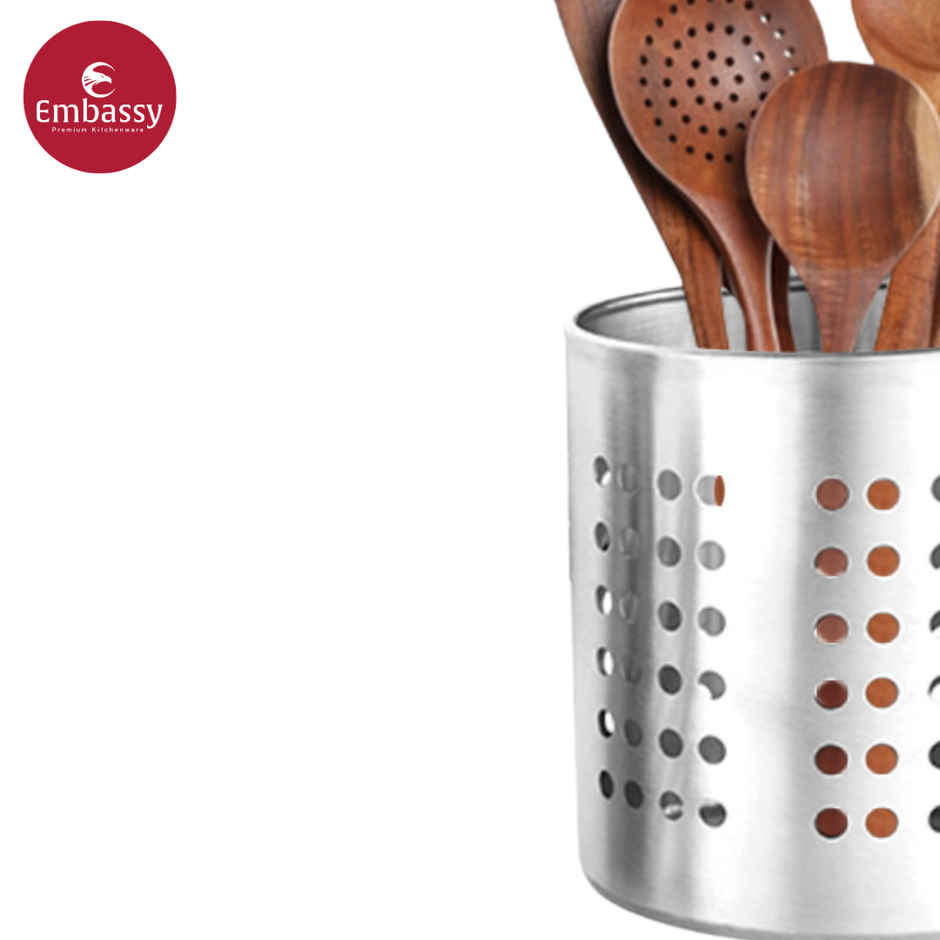 Embassy Premium Cutlery Stand / Stationary Holder, 3-Pcs (8,9,10 Cms) Matte Finish, Stainless Steel