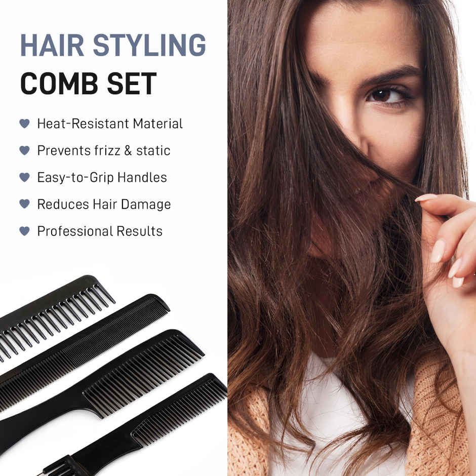 Multibrite Professional Salon Styling Hair Comb Set | Black