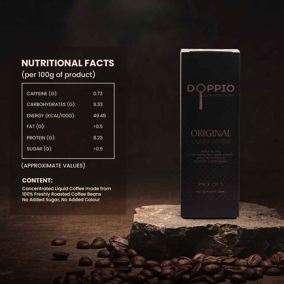 Doppio By Korebi Coffee Original - Artisan Instant Liquid Coffee Concentrate | 5-Pack | 20 ml Each