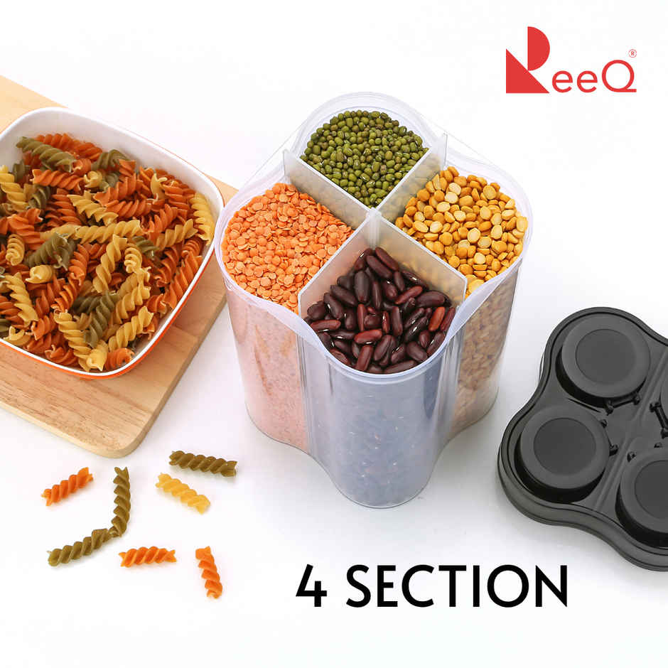 ReeQ 4 in 1 Multipurpose Airtight Storage Container | Black Lid - 2.5 L