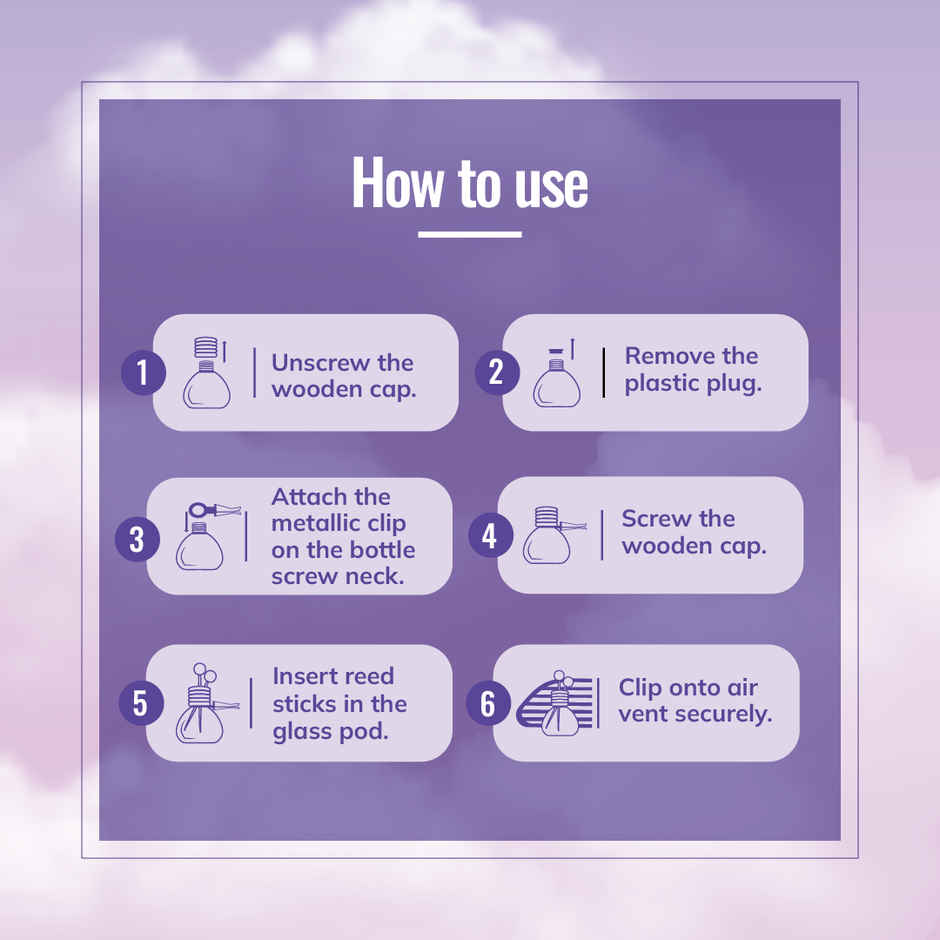 Aromahpure Car Perfume Vent Clip with Reed Stick | Lavender Fragrance | Last upto 30 days Pack Of 2