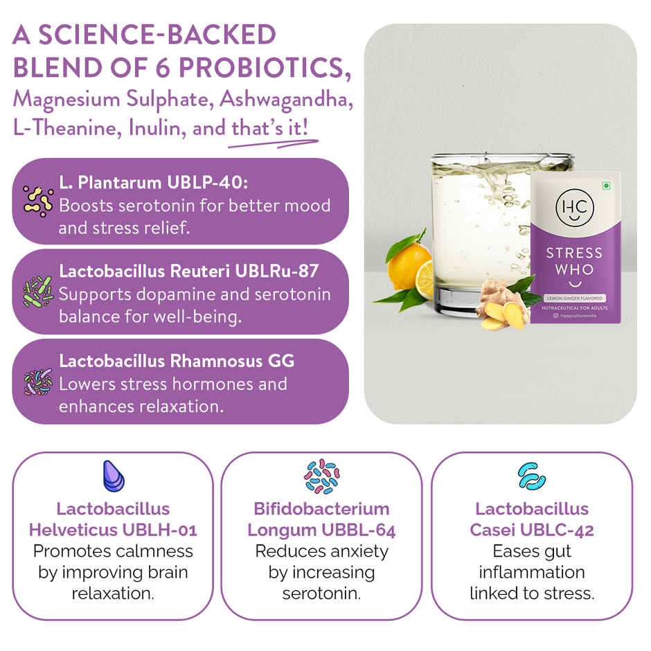 Happy Cultures Stress Who | Ashwagandha KSM-66 & L-Theanine |15pcs