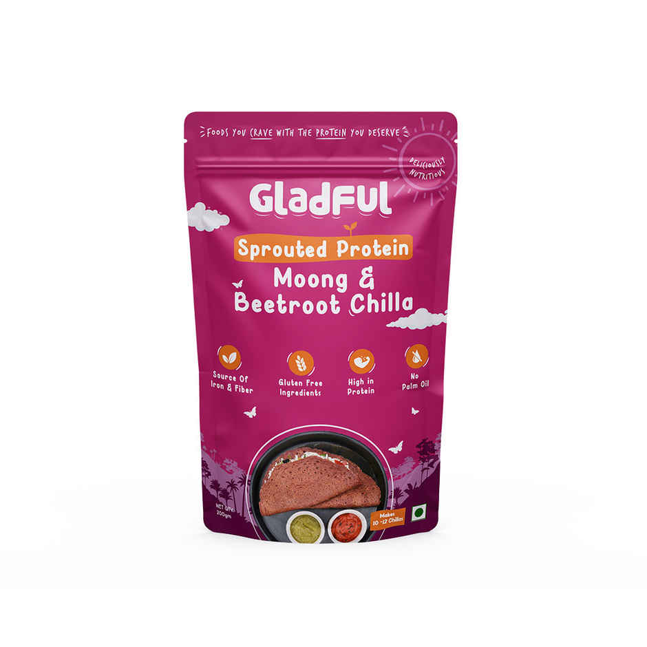 Gladful Beetroot Protein Sprouted Lentils and Millets Instant Chilla Mix(200.0 gms), Gladful Spinach Protein Sprouted Lentils and Millets Instant Chilla Mix(200.0 gms) & Gladful Achari Instant Chilla(200.0 gms) Combo
