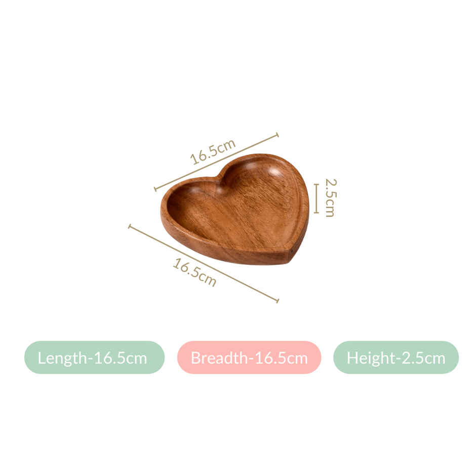 Nestasia Acacia Wood Heart Dessert Plate | 6 in