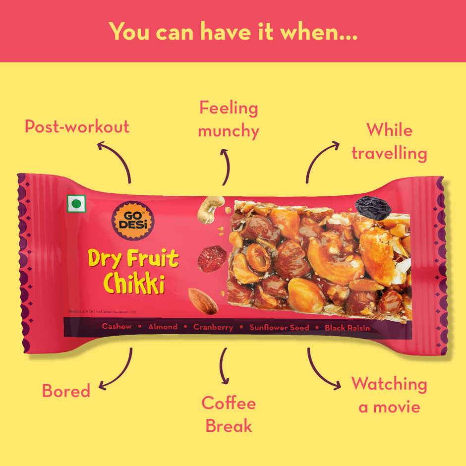 Dry Fruit Chikki 45% Dry Fruits Bar | GO Desi