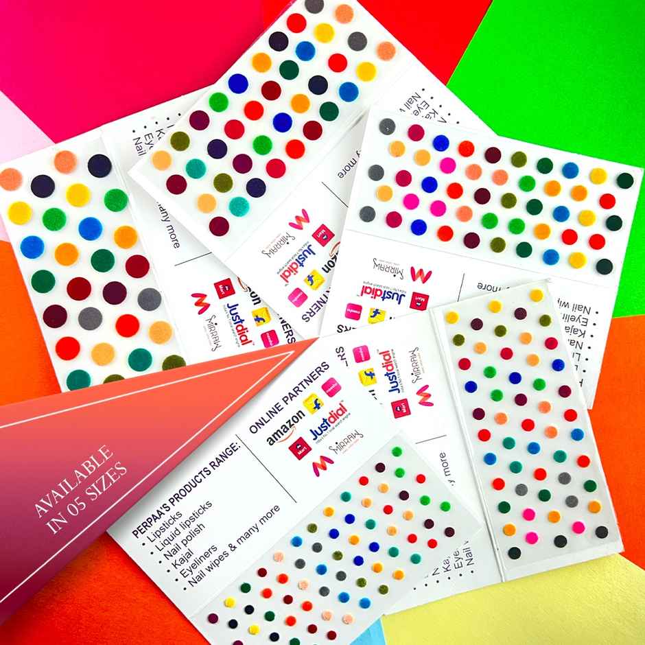 PERPAA Multicolor Bindi | 1 Flap | Size 4 Diameter 6 mm | Round Kumkum Bindi for women