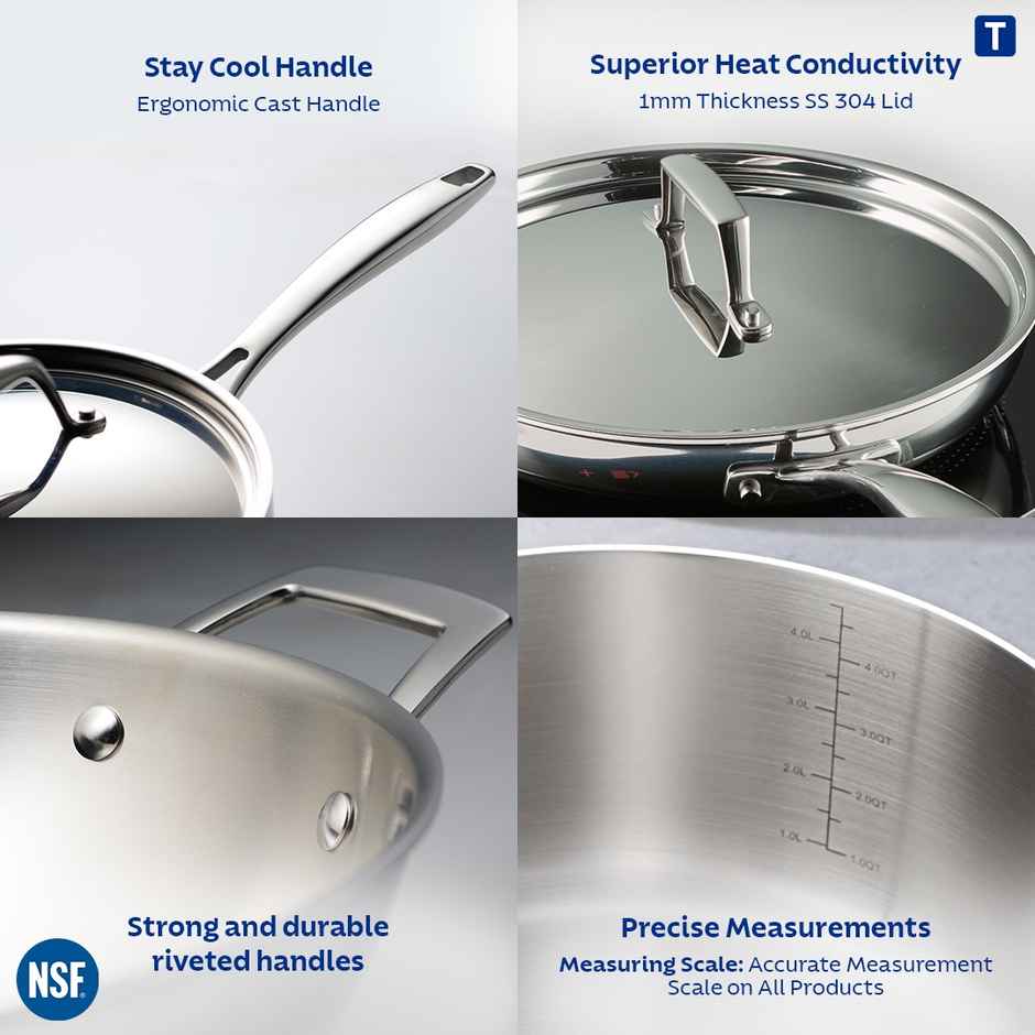 Tramontina Aeion Stainless Steel Triply Fry Pan 26cm