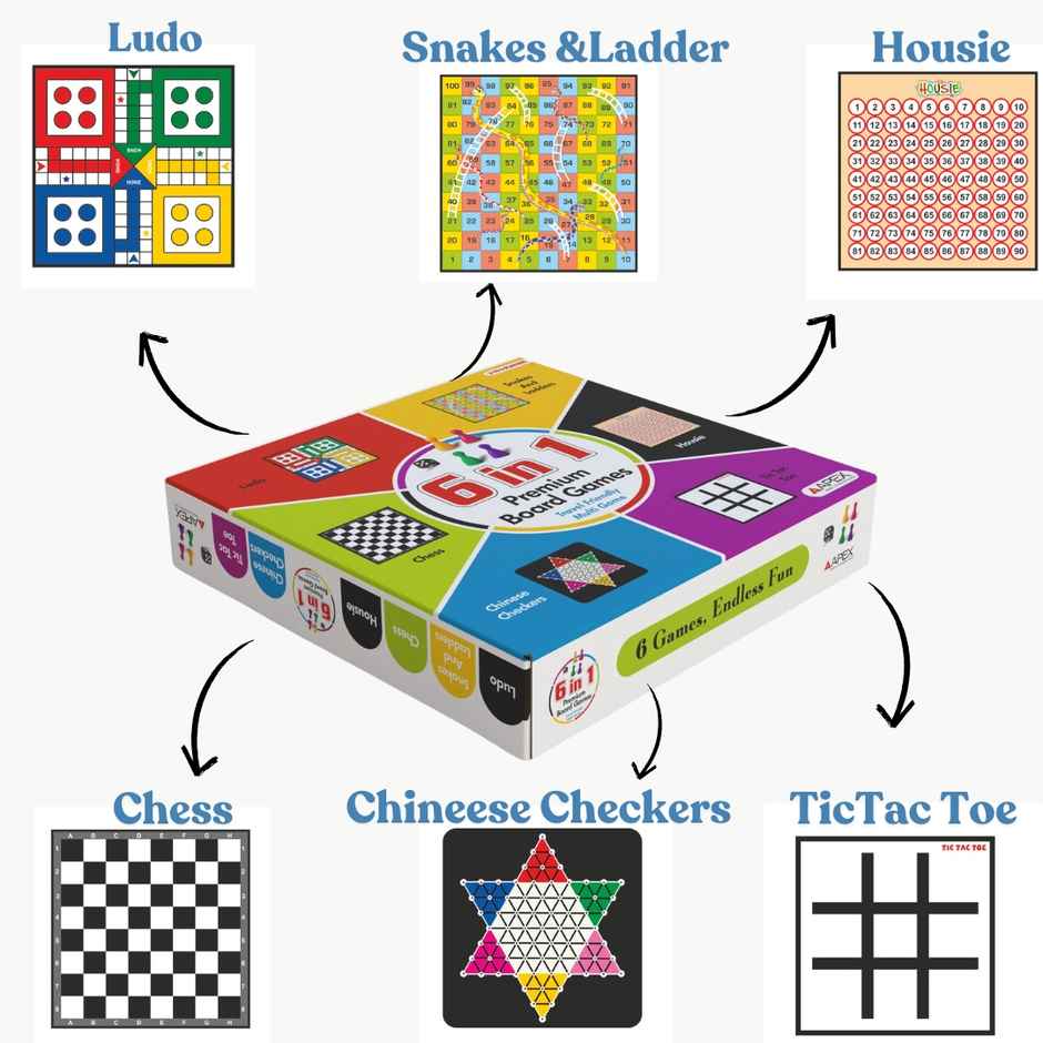 Apex 6 in 1 Premium Board Games | 4+ Years