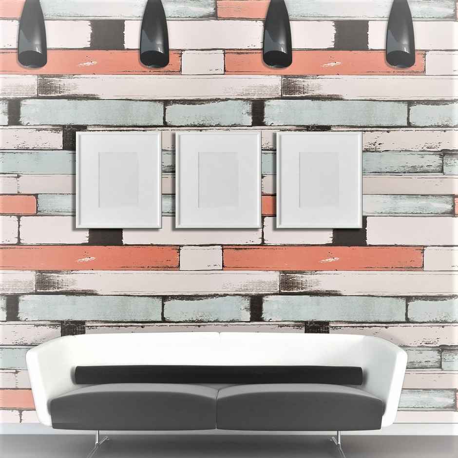 Wollzo 500 Cm Colorful Bricks Self Adhesive Sticker