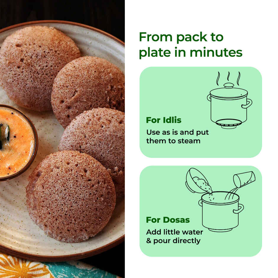 Khetika Fresh Idli Dosa Batter (1kg) & Khetika Ragi Millet Dosa Batter (500g) Combo