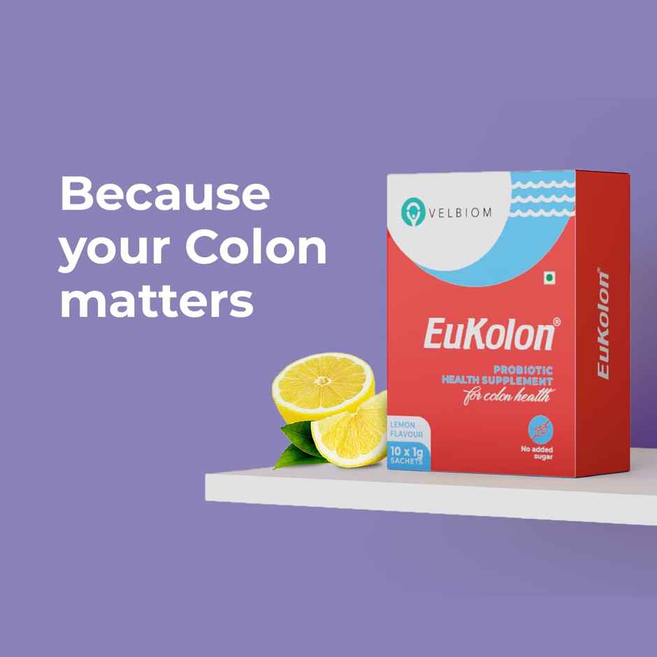 Velbiom Eukolon | Probiotic Supplement for Gut & Digestion | Pre + Probiotic | 10Bn CFU