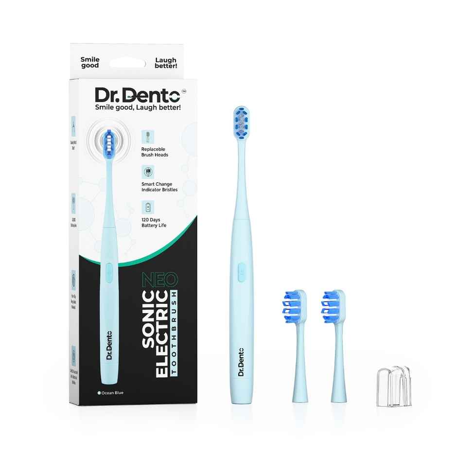 Dr.Dento Neo Sonic Electric Toothbrush | 2 Heads + Cover | 120 Day Battery - Ocean Blue