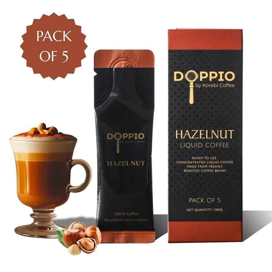 Doppio By Korebi Coffee Hazelnut-Artisan Instant Liquid Coffee Concentrate|5-Pack|20 ml Each