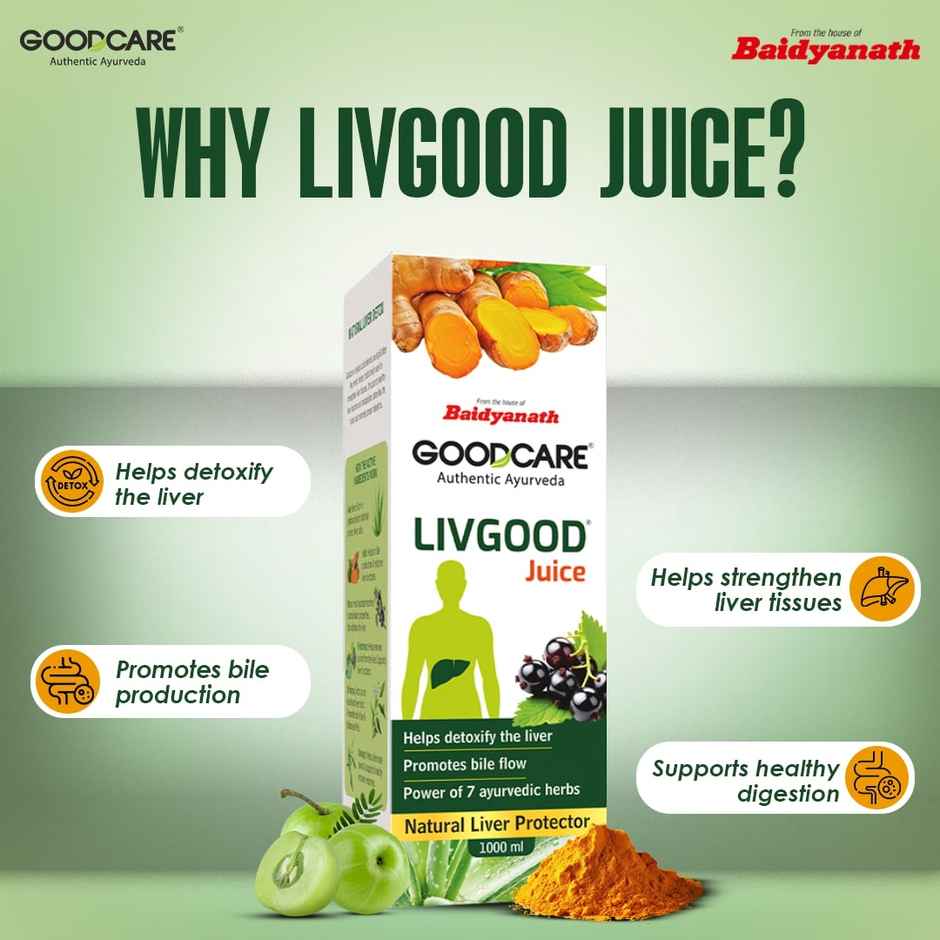 Goodcare Liv Good Juice Power Of 7 Ayurvedic Herbs Helps Detoxify Liver & Strengthens Liver Tissue