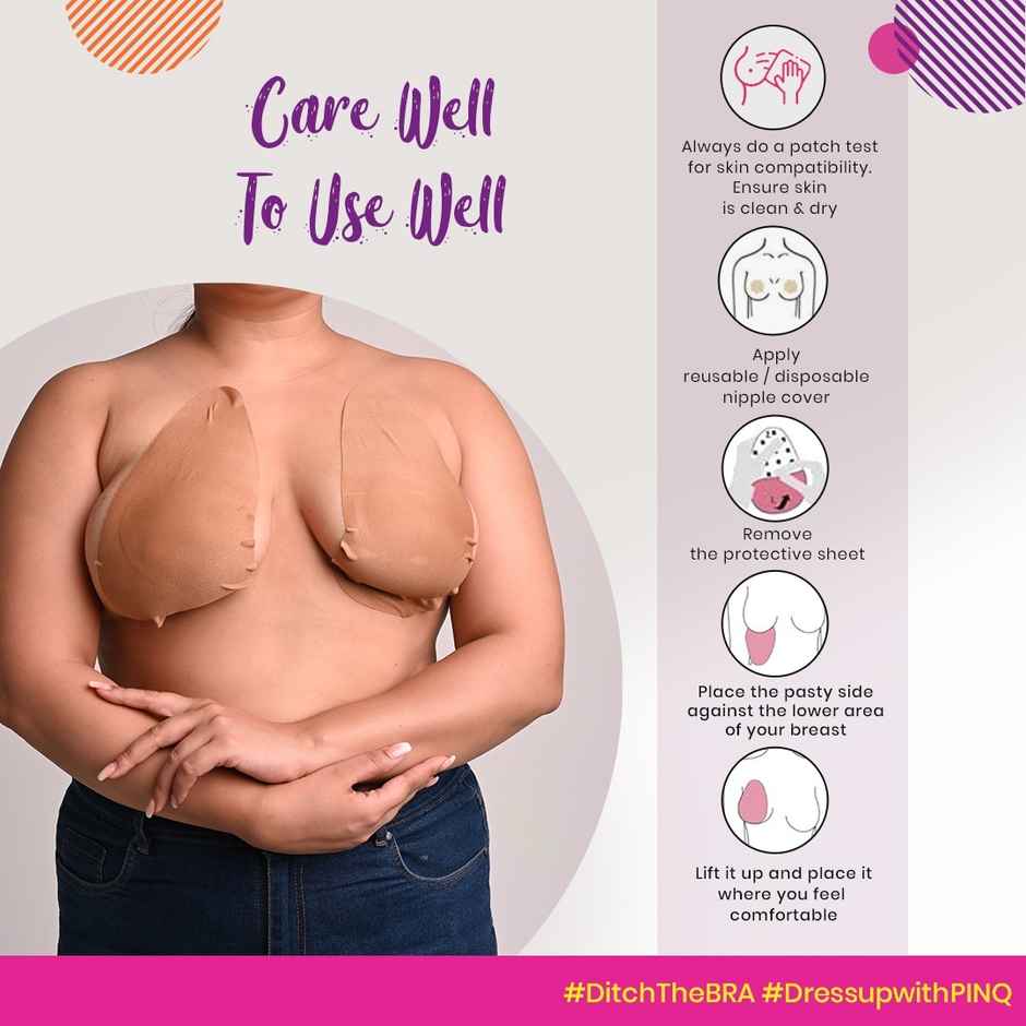 PINQ POLKA Breast X Nipple Pasties - Nude | Large