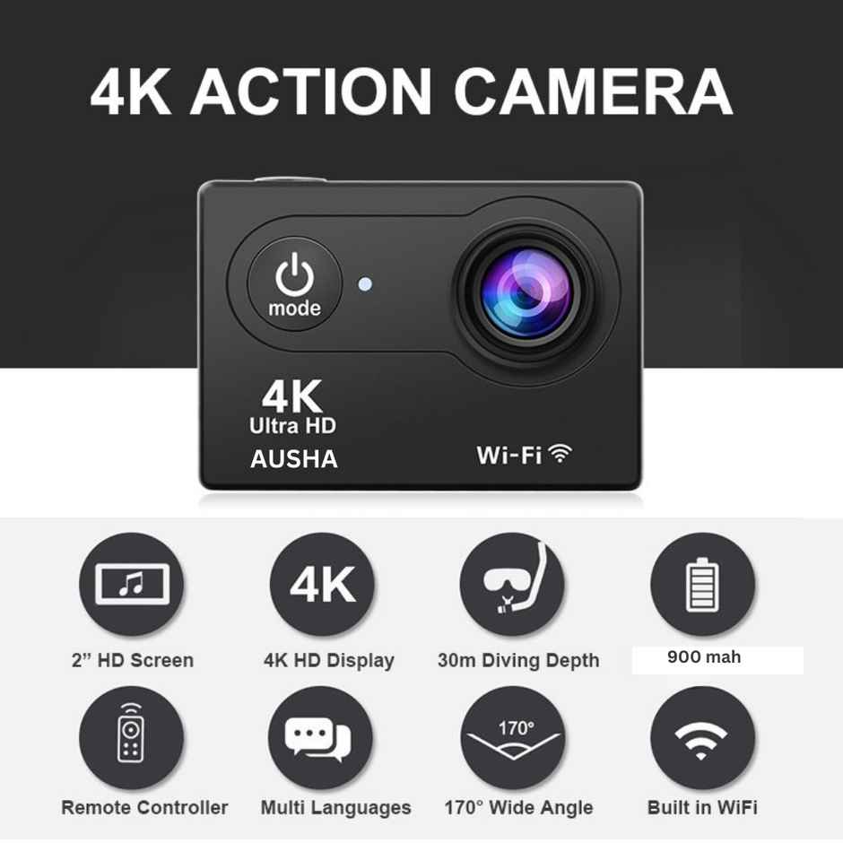 Ausha UltraHD 4K Action Camera
