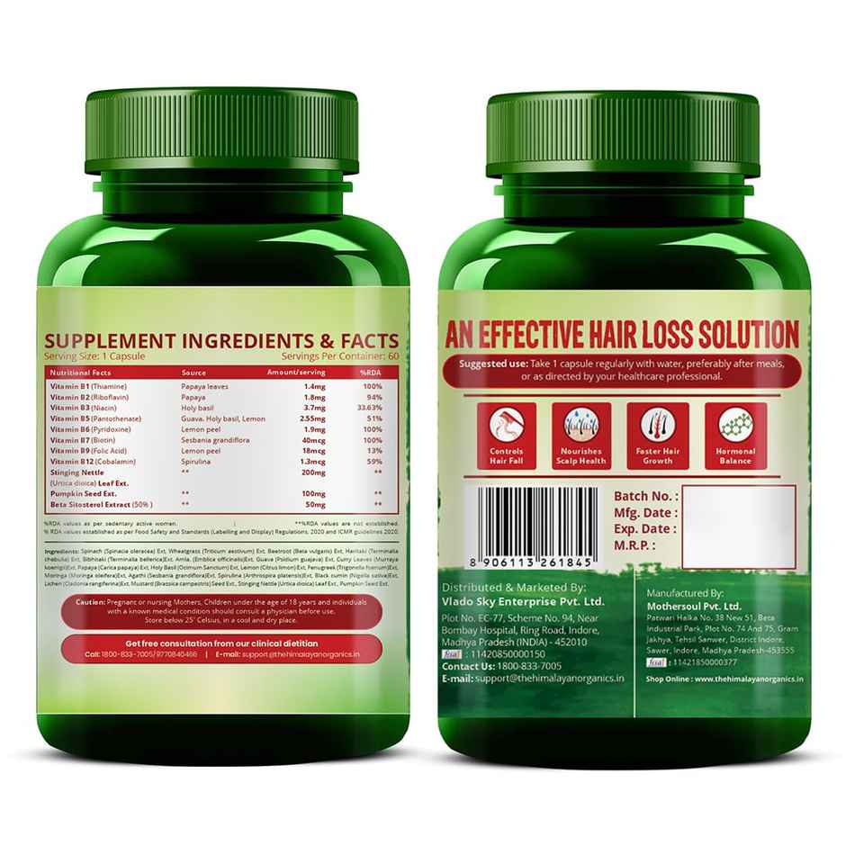 Himalayan Organics Plant Based DHT Blocker Pure Biotin 60 VEG Capsules