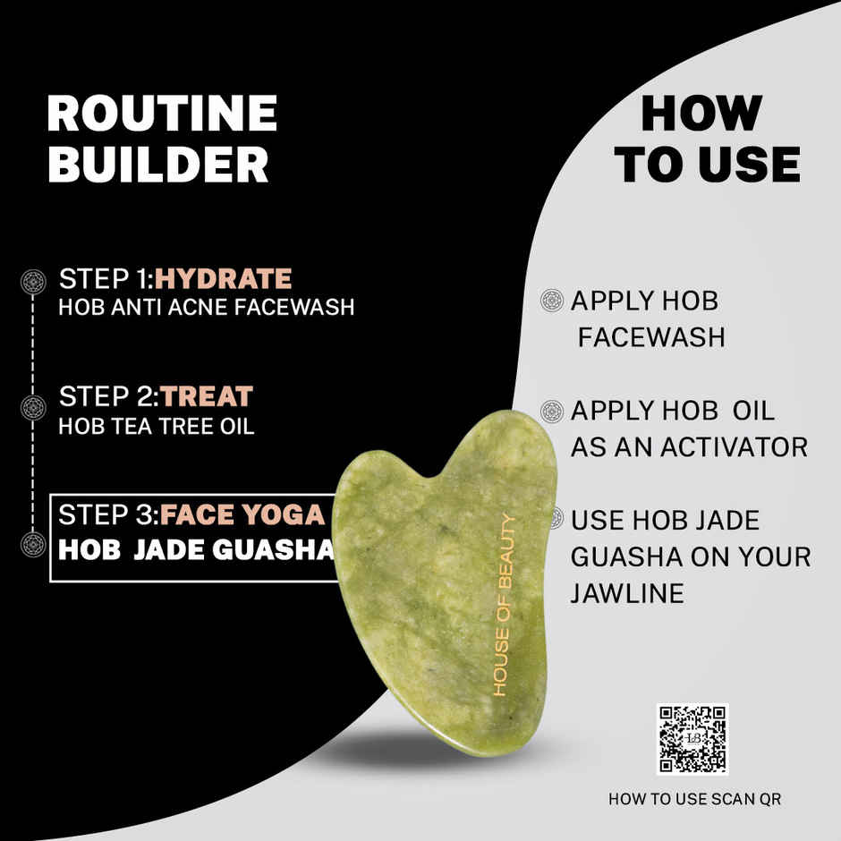 House of Beauty Jade Guasha Facetool for double chin, sculpting jawline & contouring face (1Pc)