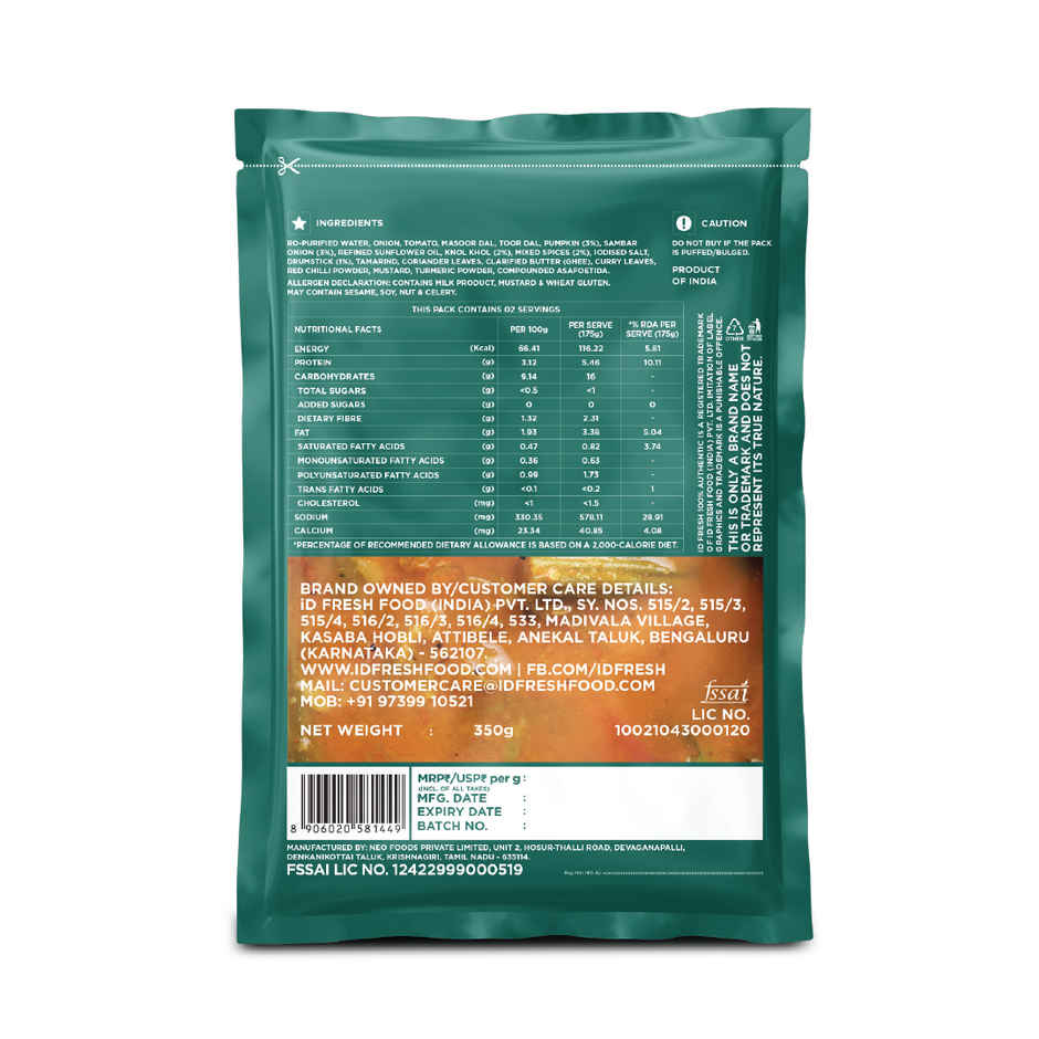 Id Fresh Idli & Dosa Batter (2kg) & Id Fresh Liquid Sambar (Heat & Eat) (350g) Combo