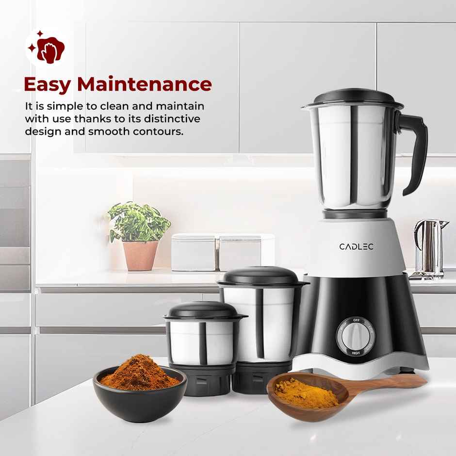 Cadlec JarGenie 4 Jar 750W Mixer Grinder | Juicer | Blender | ABS Body | Black