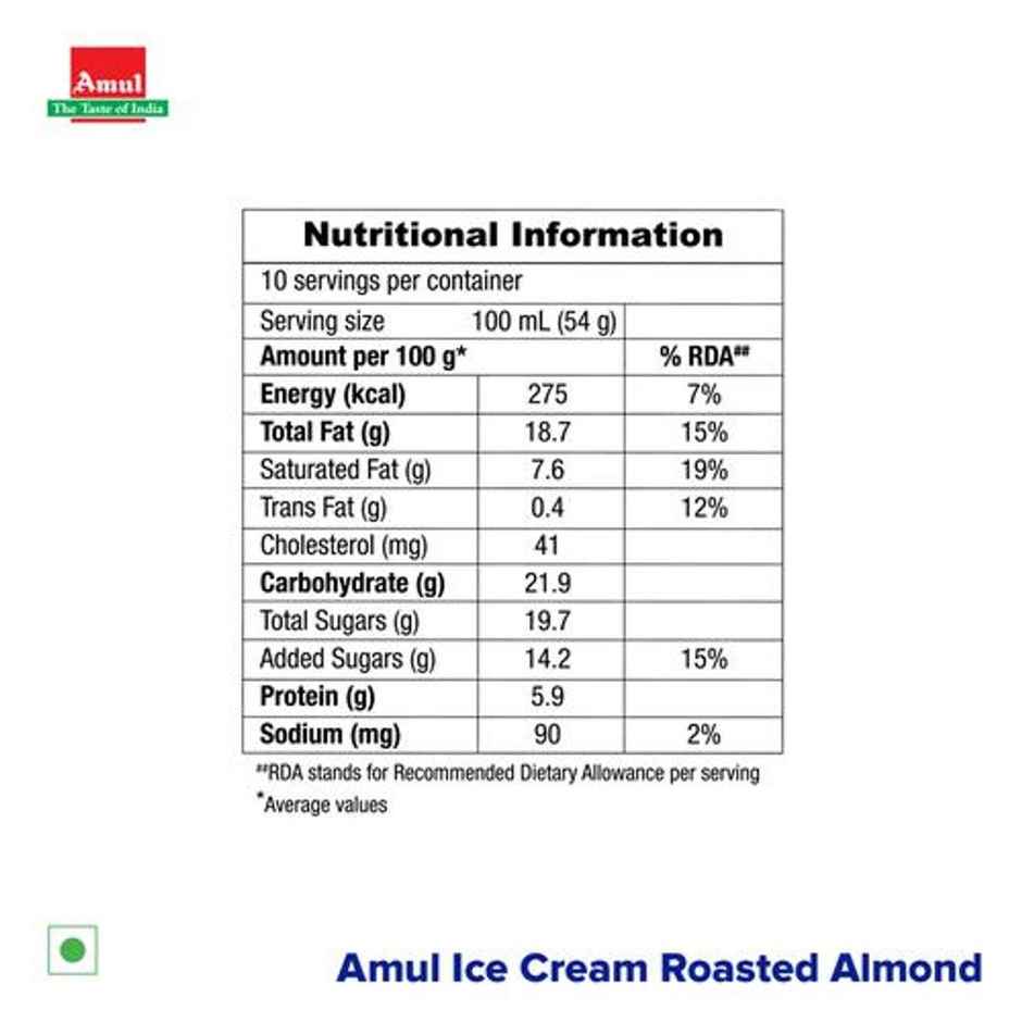 Amul Roasted Almond Ice Cream Tub | Creamy & Nutty