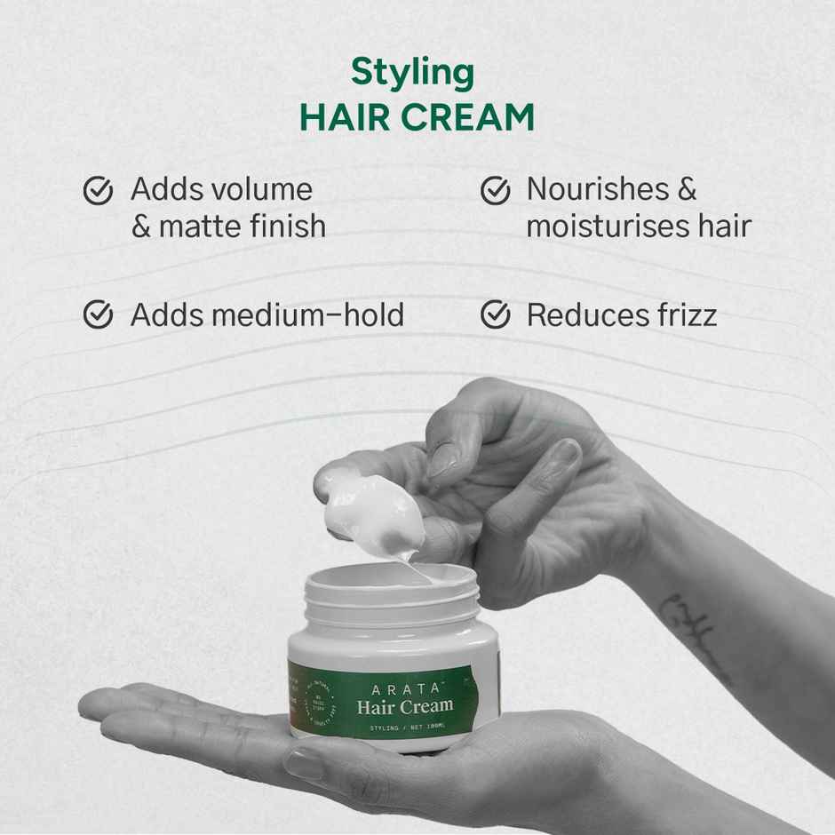Arata Medium Hold Styling Cream with Hyaluronic Acid for Moisturisation & Natural Finish