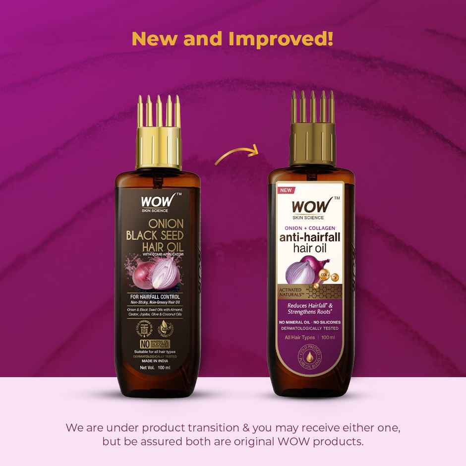Wow Skin Science Onion Black Seed Hair Oil With Comb