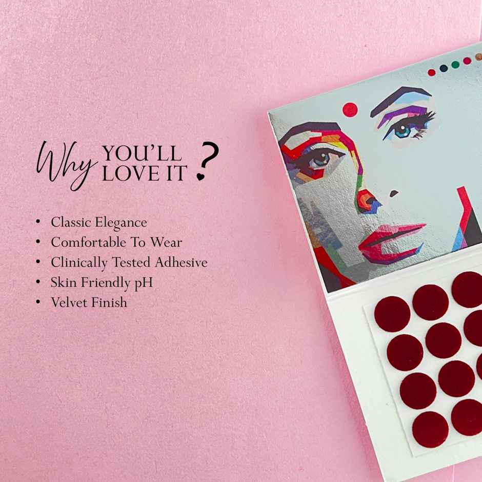 PERPAA Bindi Light Maroon | 1 Flap | Size 8 Diameter 3 mm | Round Kumkum Bindi for women