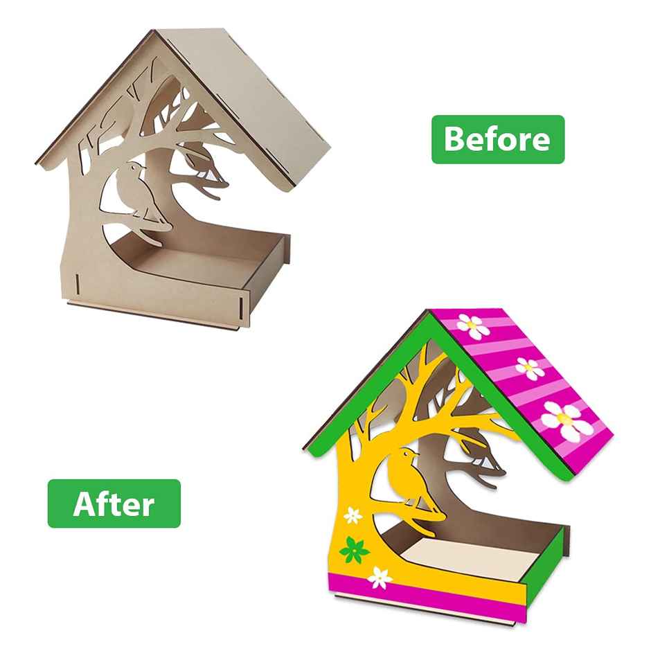 Webby DIY Wooden Build & Paint Hut Shaped Cute Bird House for Kids Toy